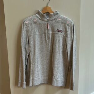 Vineyard Vines Women’s Gray Quarter-Zip Pullover with Pink Accents